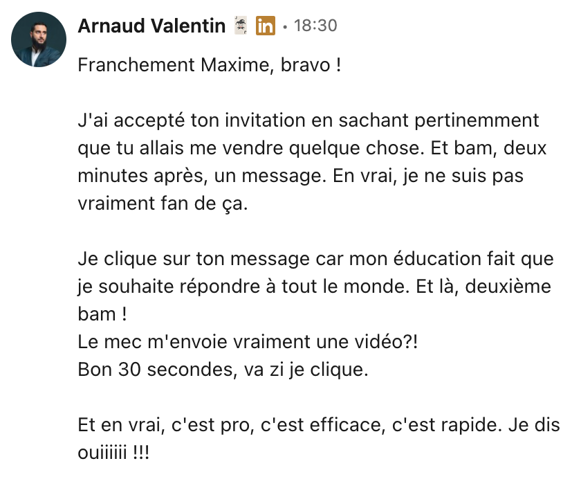 LinkedIn testimonial - it's pro, it's efficient, it's fast