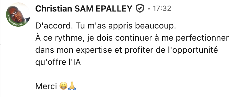 LinkedIn testimonial - You taught me a lot